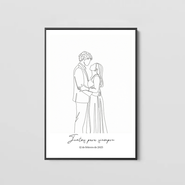 Cuadro Arte Lineal Pareja Personalizado