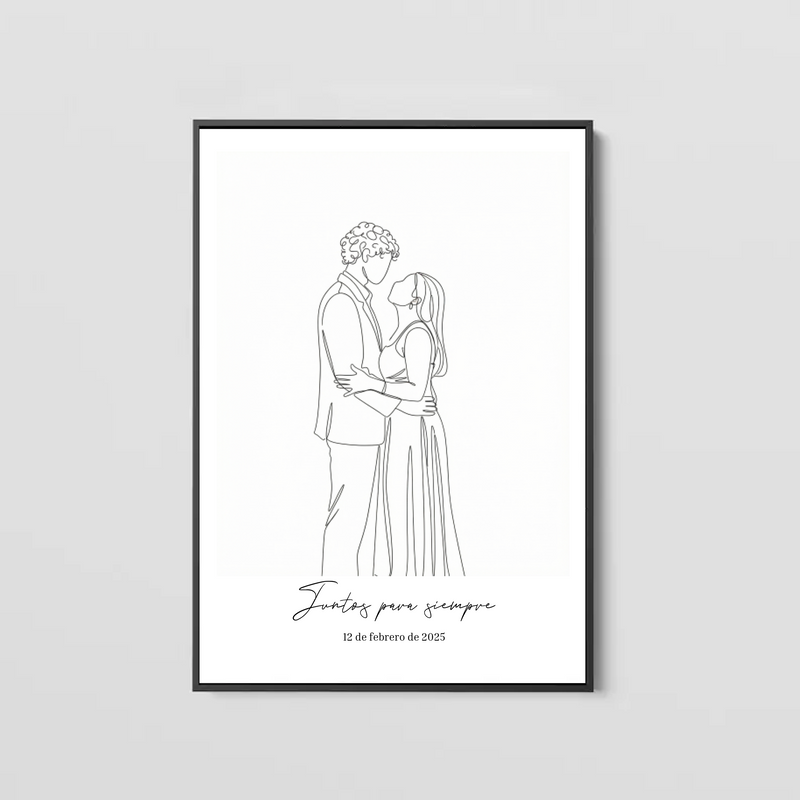 Cuadro Arte Lineal Pareja Personalizado
