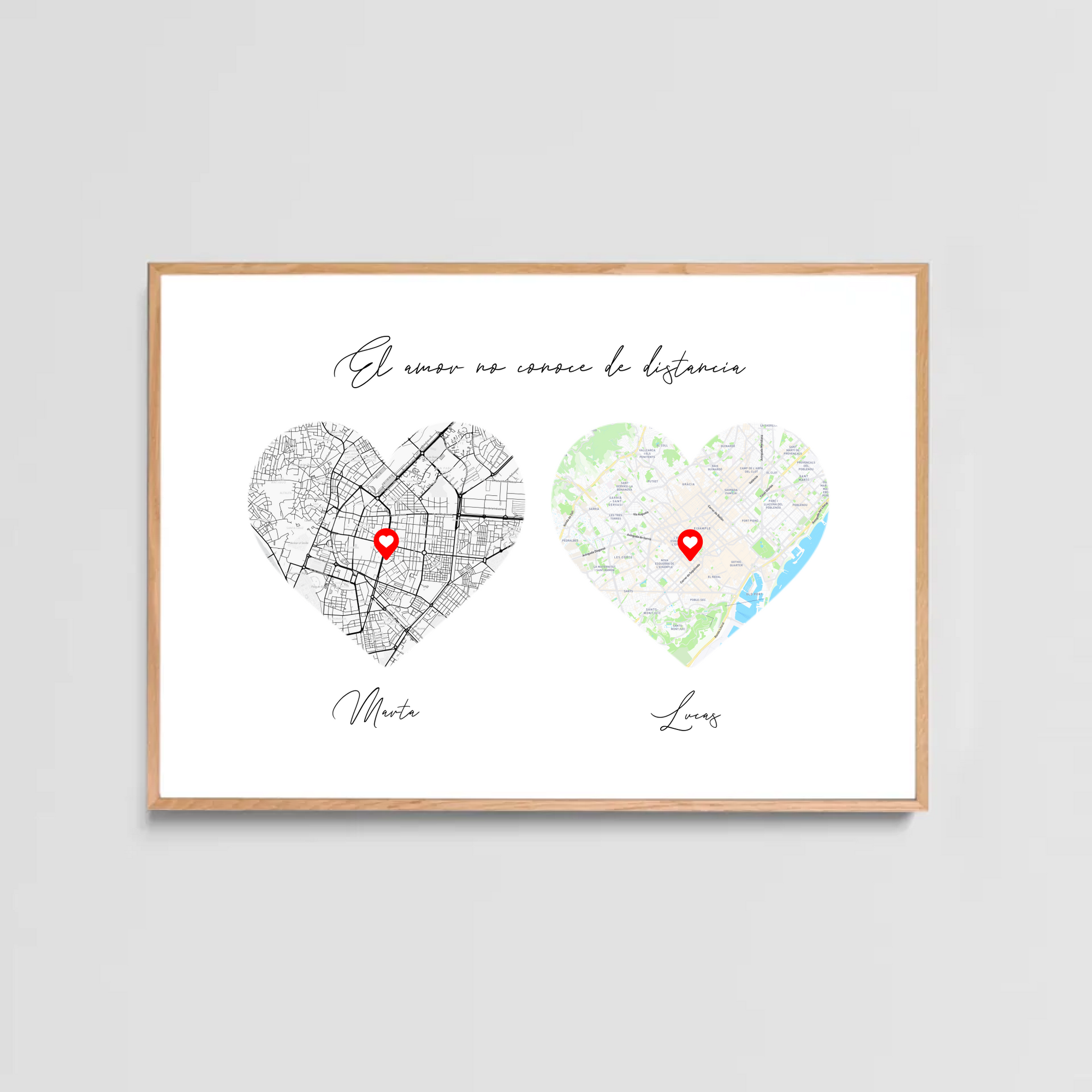 Cuadro Lugar Pareja a Distancia Personalizado