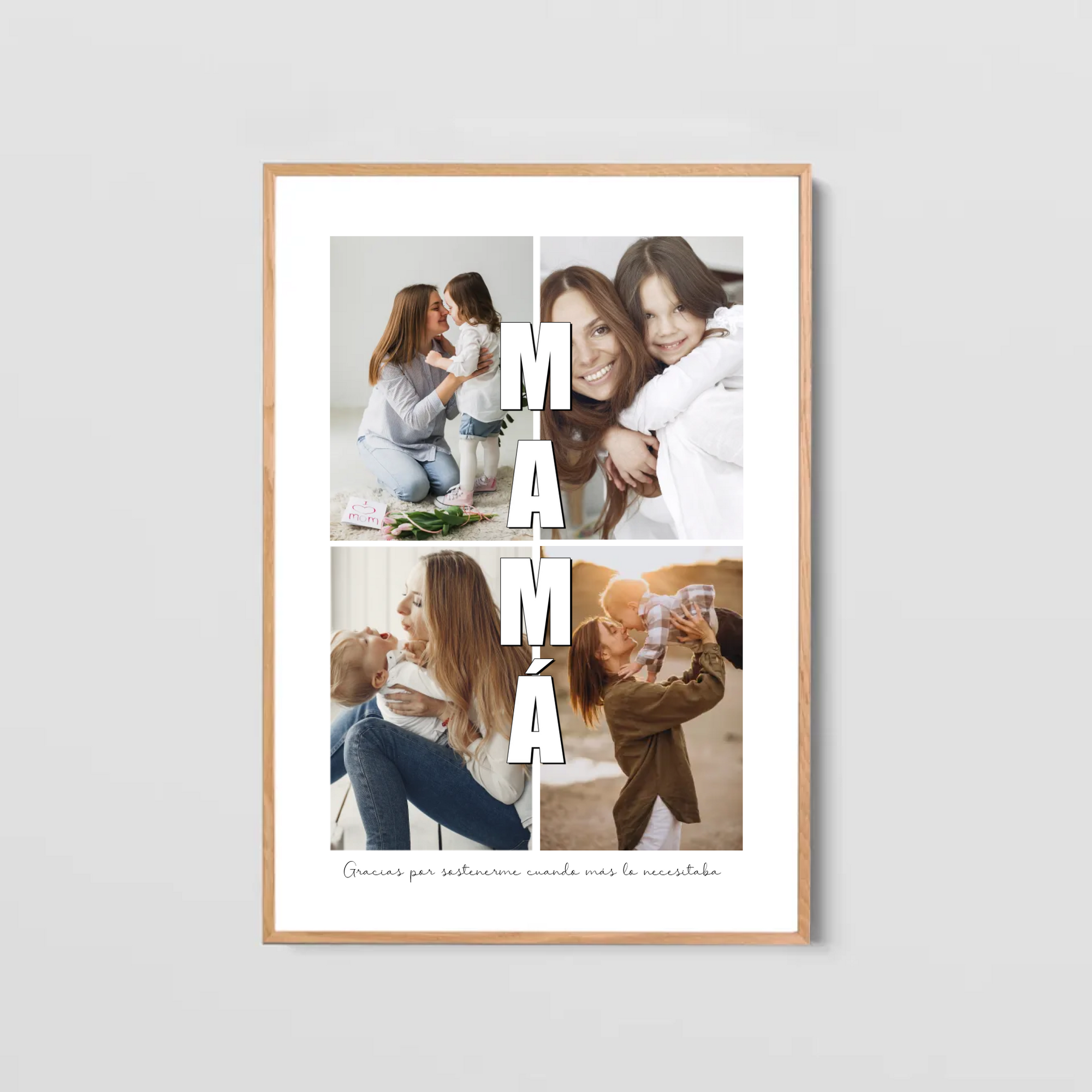 Cuadro Mamá 4 Fotos Letras - Personalizado