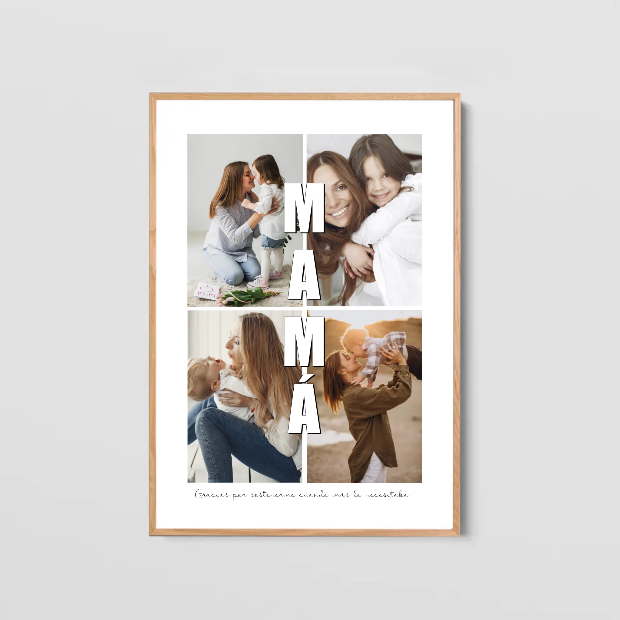 Cuadro Mamá 4 Fotos Letras - Personalizado