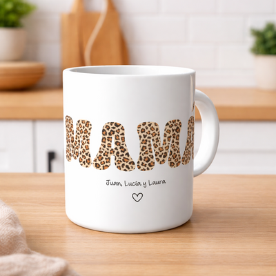 Taza Mamá Leopardo y Nombres