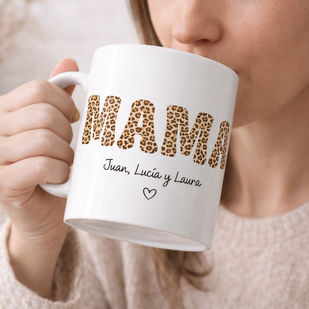 Taza Mamá Leopardo y Nombres