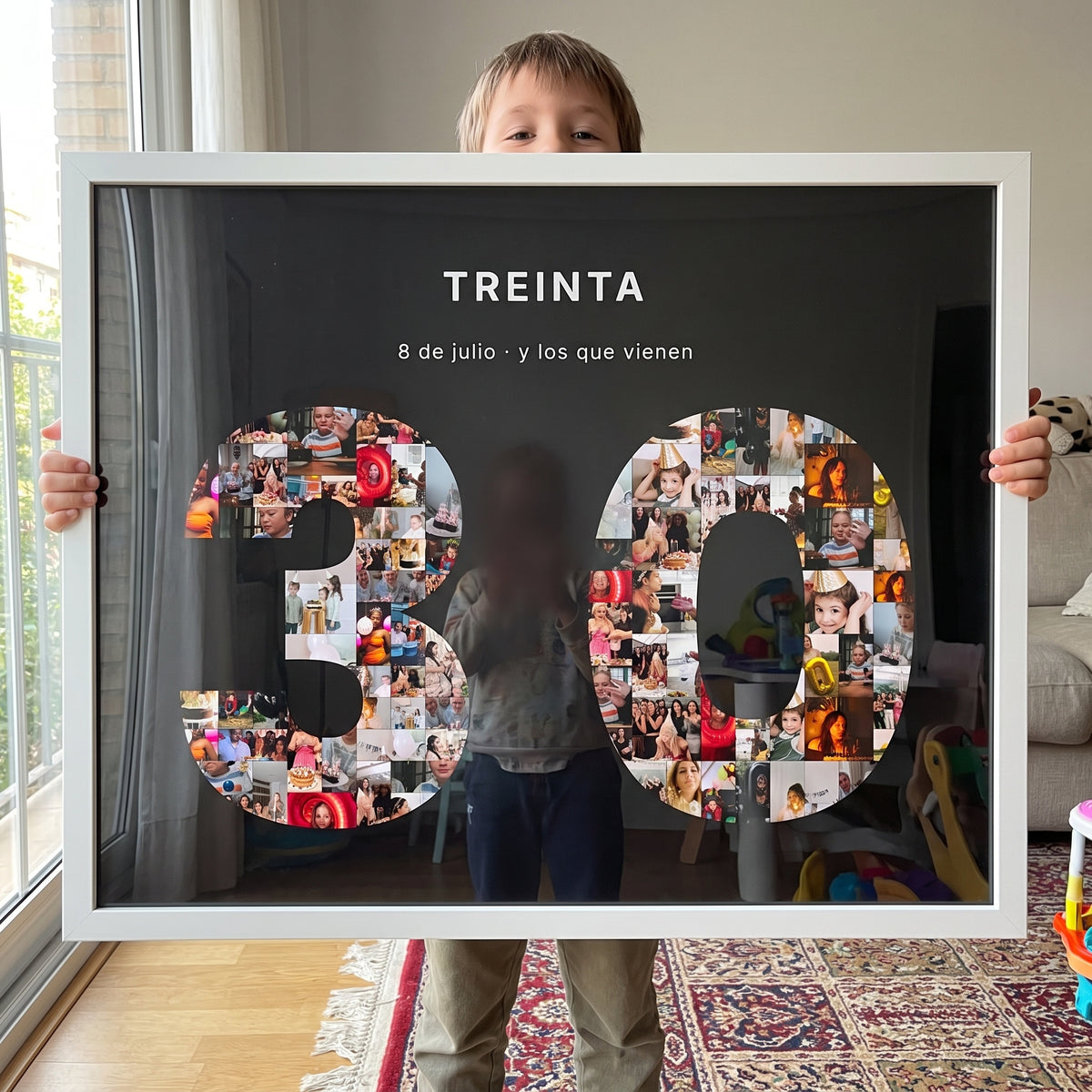Cuadro número con fotos personalizado cumpleaños