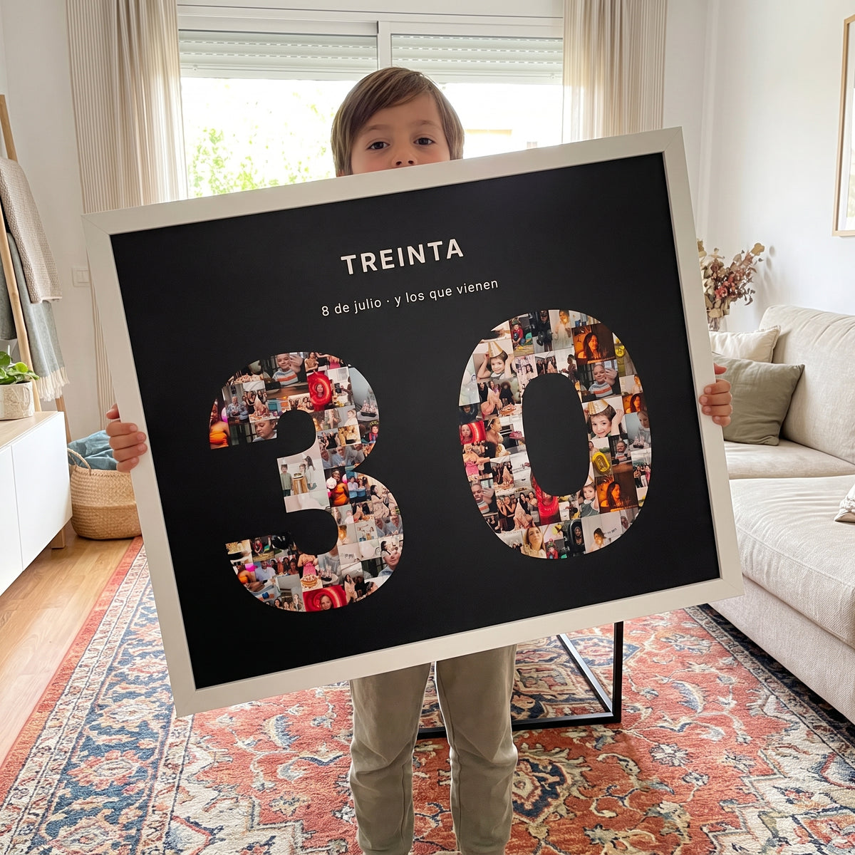 Cuadro número con fotos personalizado cumpleaños