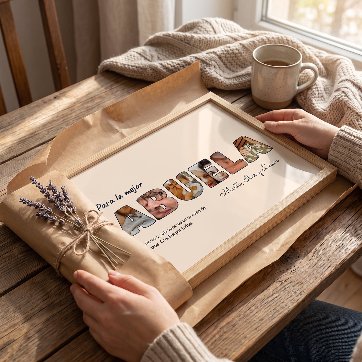 Cuadro letras con fotos personalizado abuelos