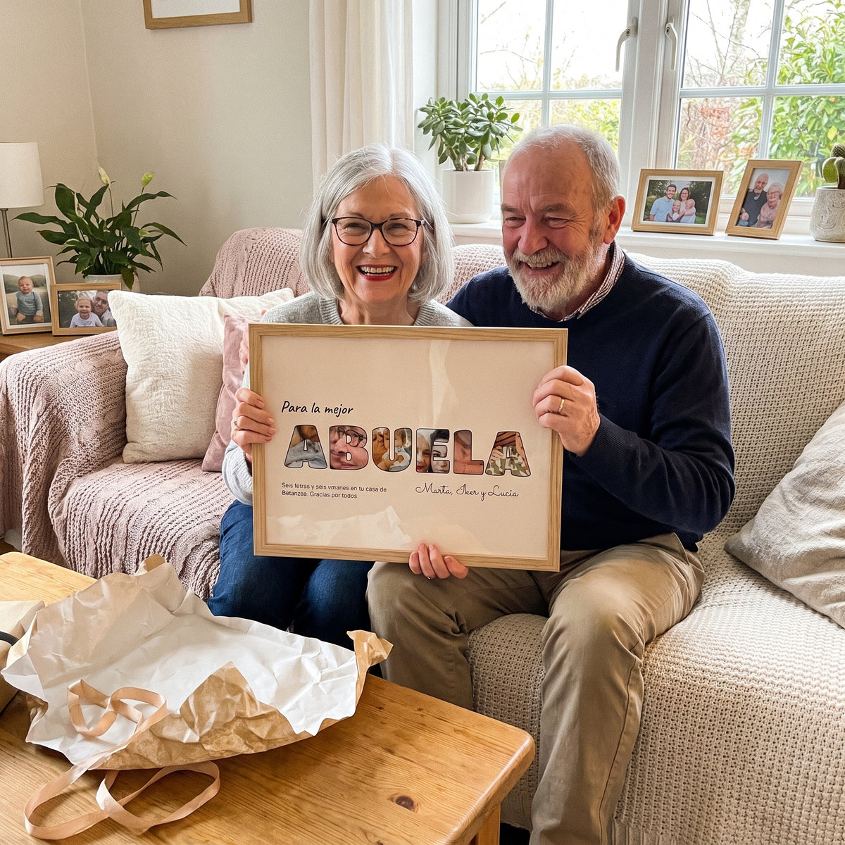 Cuadro letras con fotos personalizado abuelos