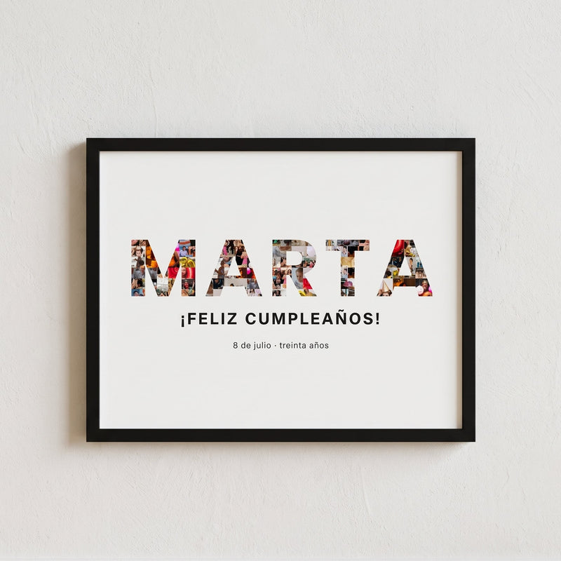 Cuadro nombre con fotos personalizado cumpleaños