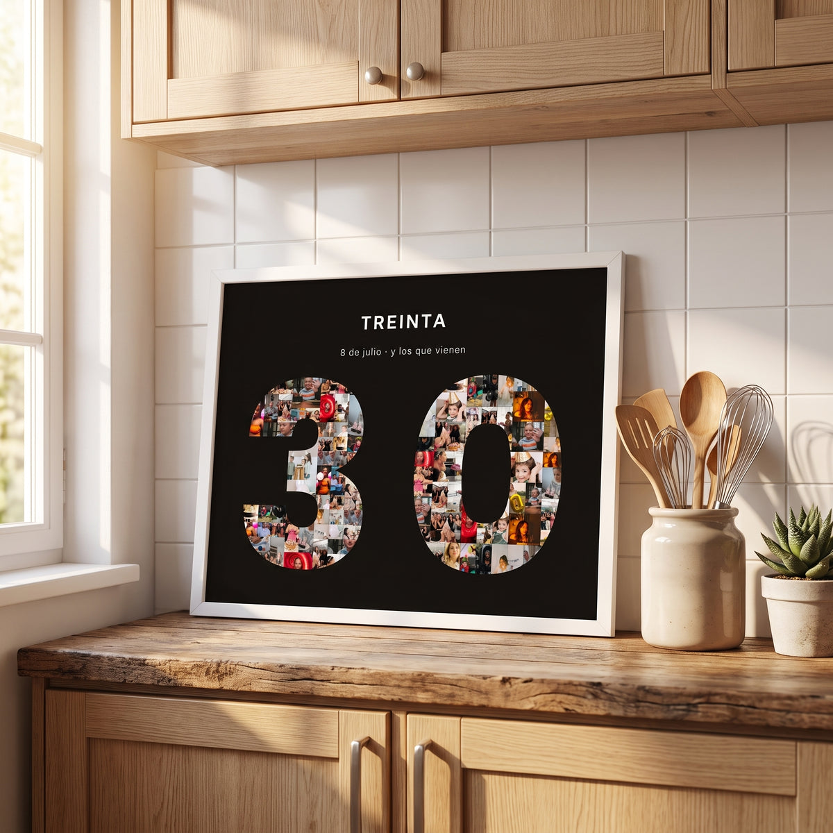 Cuadro número con fotos personalizado cumpleaños