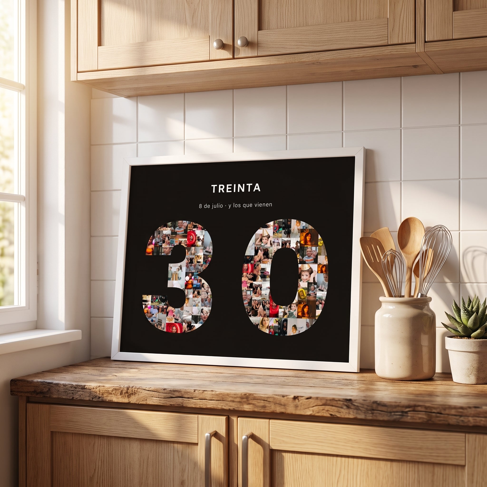 Cuadro número con fotos personalizado cumpleaños
