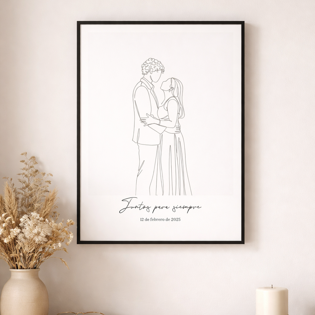 Cuadro Arte Lineal Pareja Personalizado