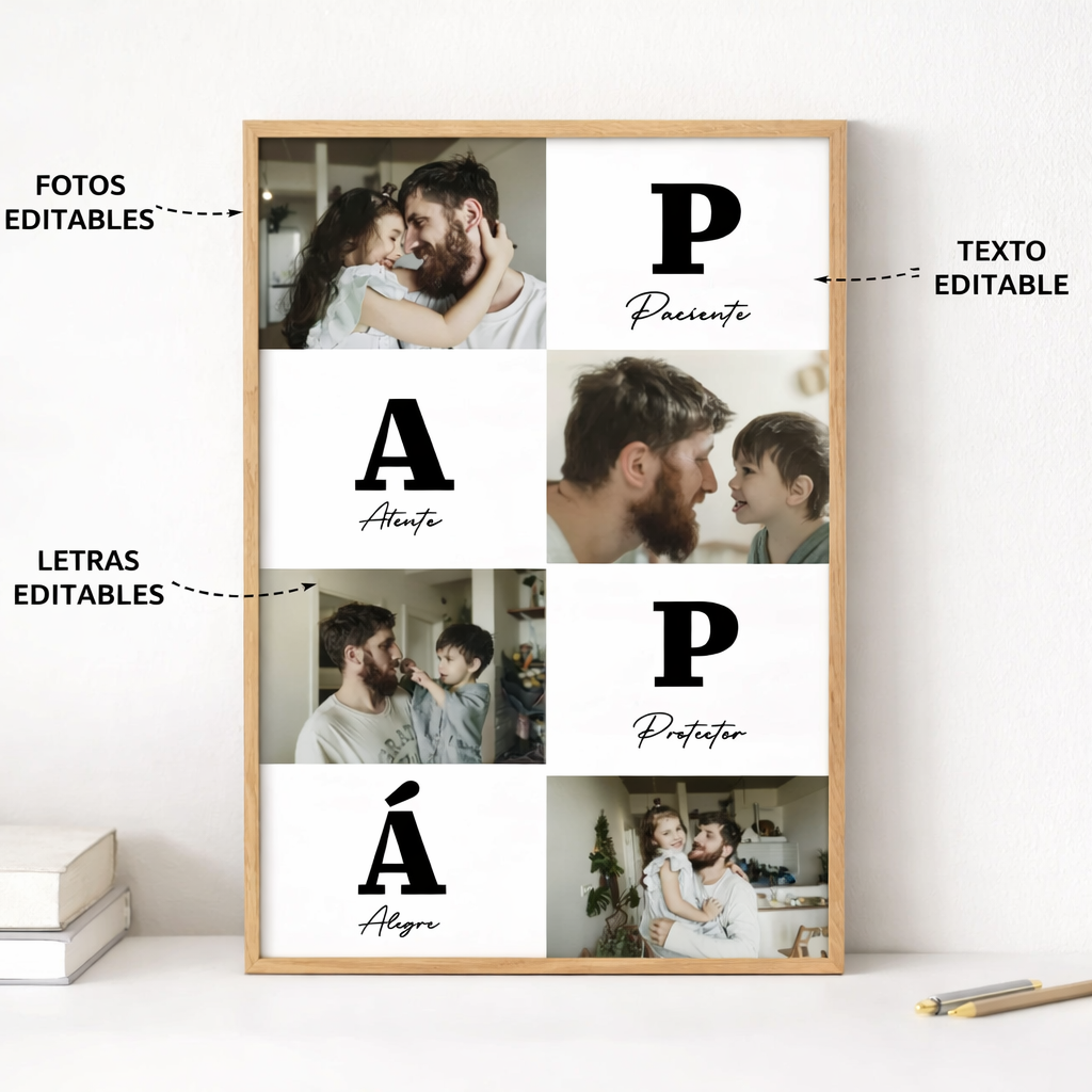 Cuadro Papá Adjetivos Personalizado