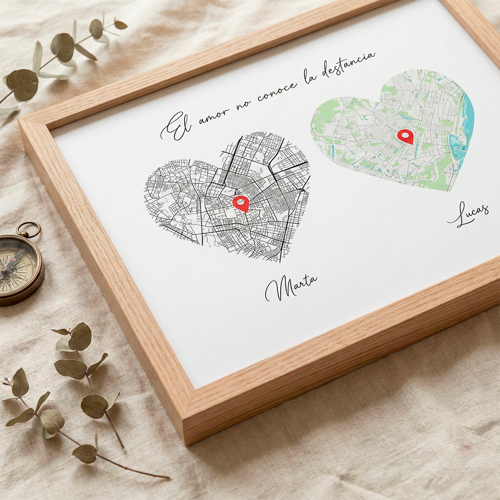 Cuadro Lugar Pareja a Distancia Personalizado