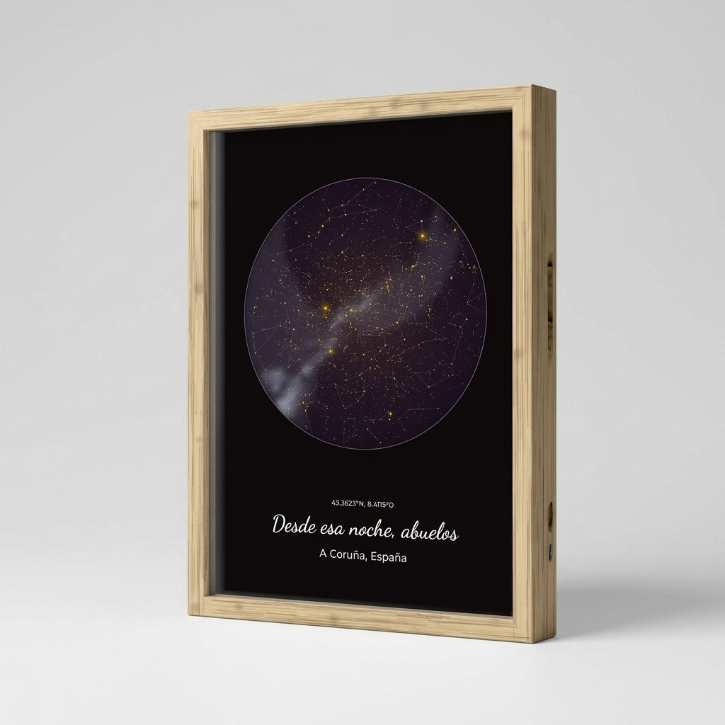 Grosor y perfil del marco de madera del cuadro mapa estelar personalizado para abuelos