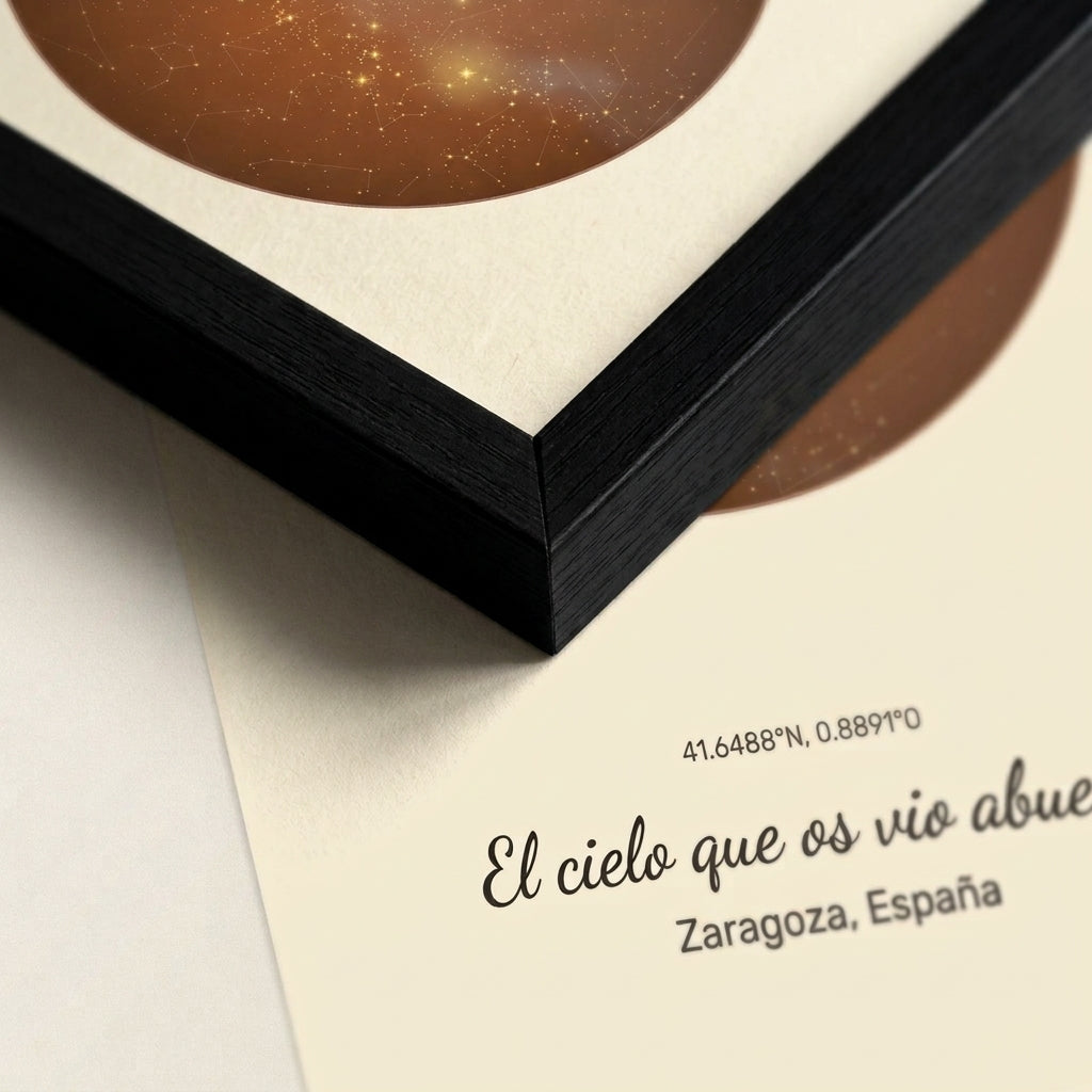 Margen de la lámina dentro del marco del cuadro mapa estelar personalizado para abuelos