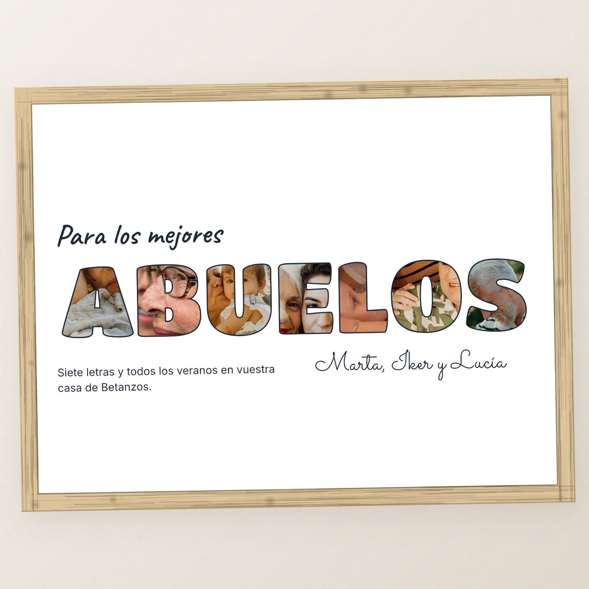 Cuadro letras con fotos personalizado abuelos con las fotos de los nietos dentro de la palabra ABUELA