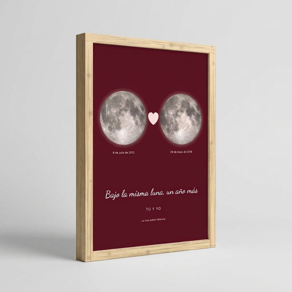 Grosor y perfil del marco de madera del cuadro fase lunar personalizado de aniversario