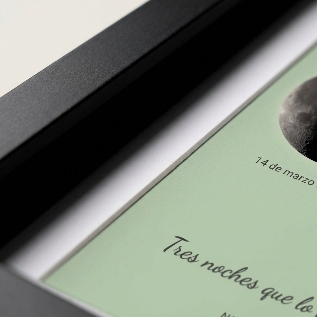 Margen de la lámina dentro del marco del cuadro fase lunar personalizado de aniversario