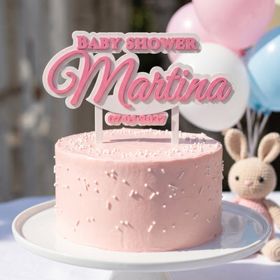 Cake topper de baby shower personalizado con nombre, impreso en 3D