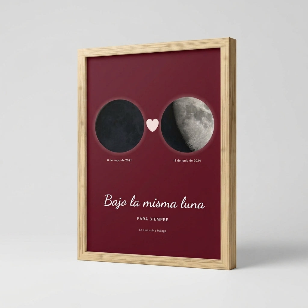 Grosor y perfil del marco de madera del cuadro fase lunar personalizado de boda
