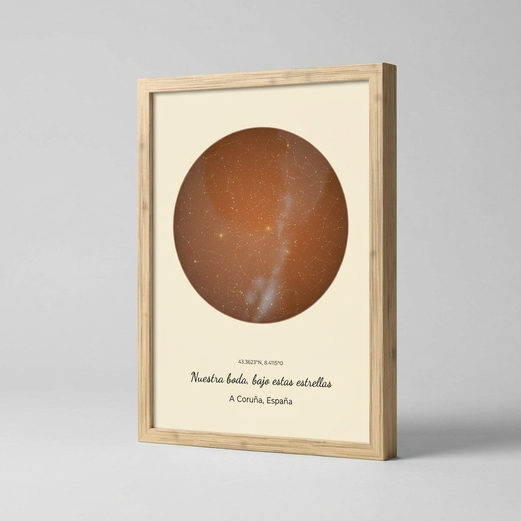 Grosor y perfil del marco de madera del cuadro mapa estelar personalizado de boda