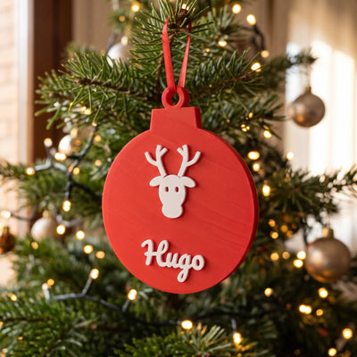 Bola de Navidad 3D con nombre: adorno personalizado para el árbol