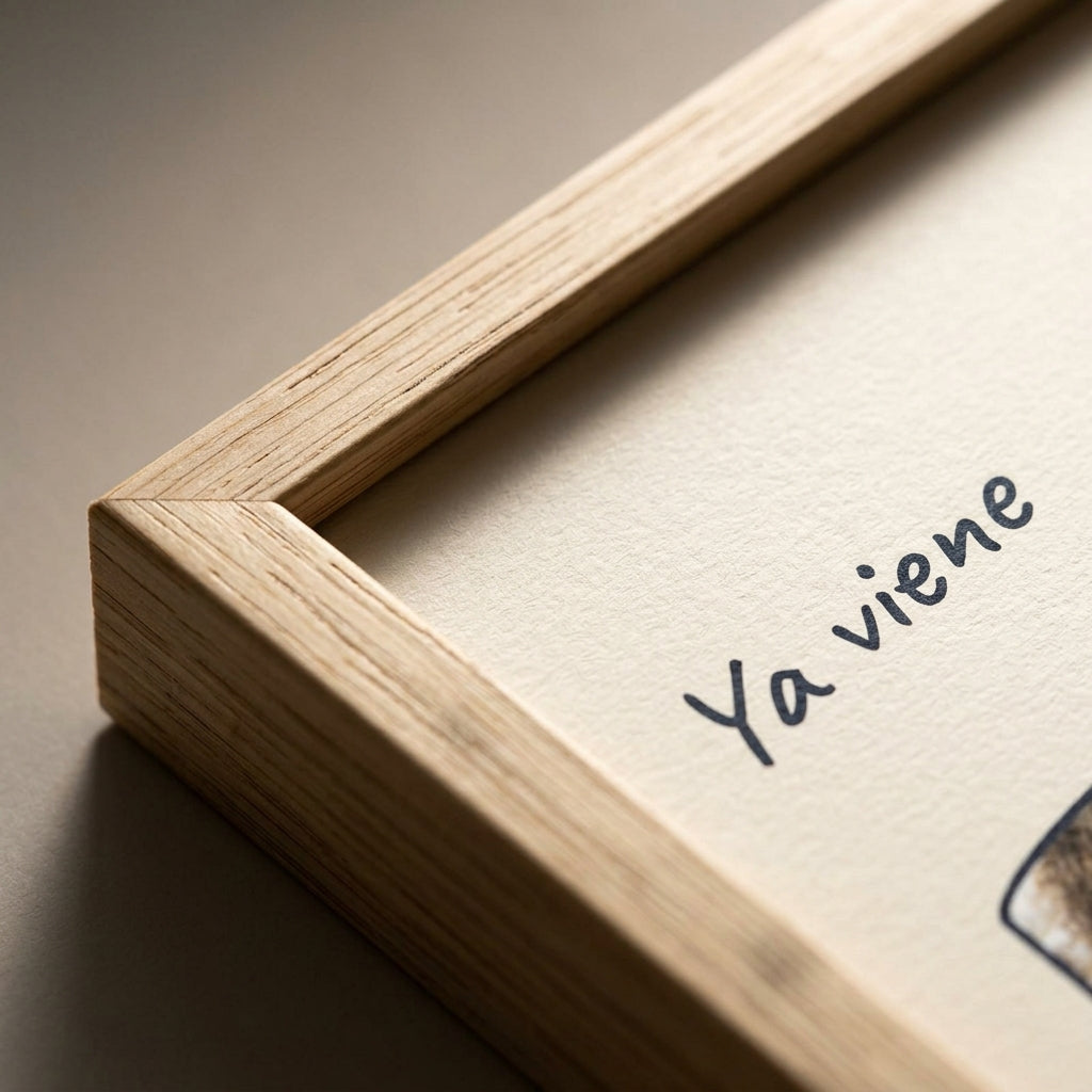Detalle de la esquina en inglete del marco del cuadro letras con fotos personalizado de baby shower