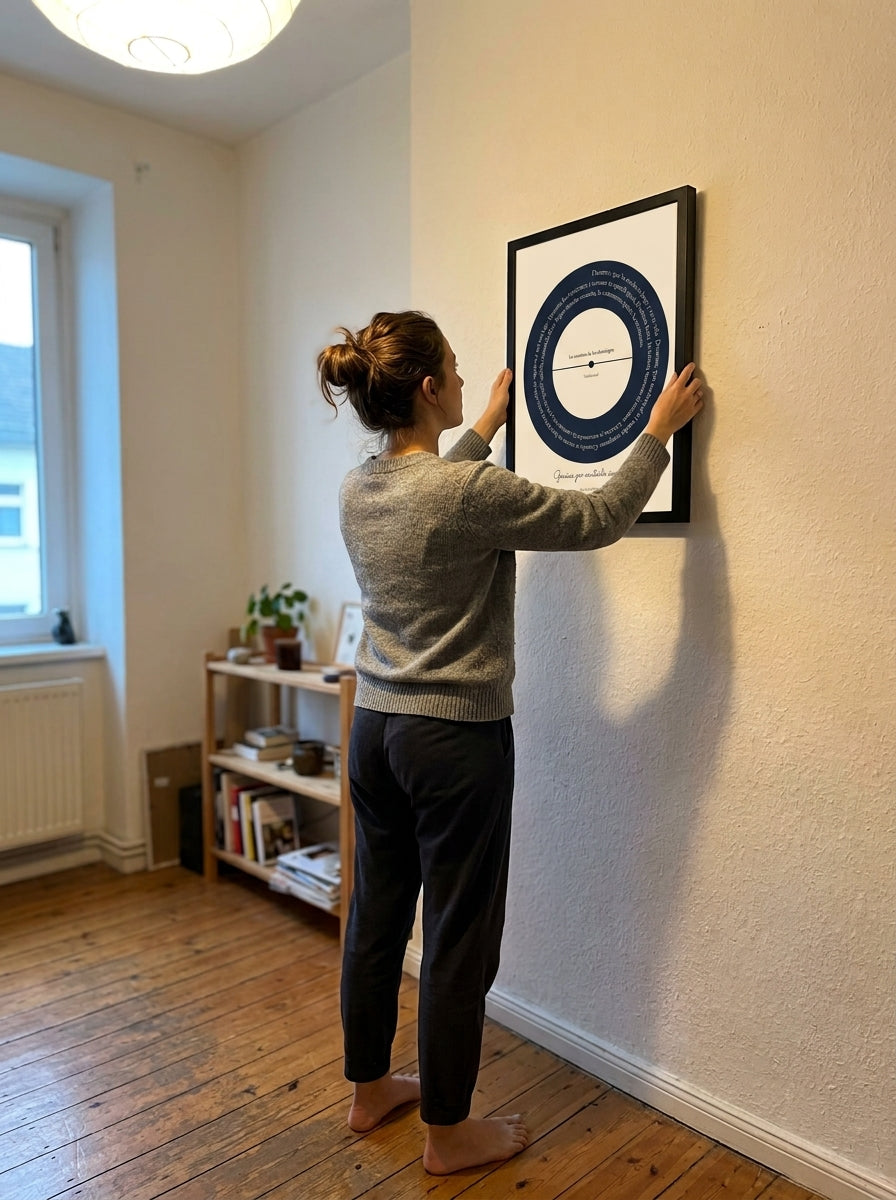 Colgando el cuadro canção personalizado Día de la Madre en la pared de casa