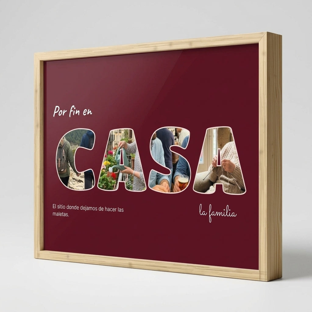 Grosor y perfil del marco de madera del cuadro letras con fotos personalizado de casa nueva