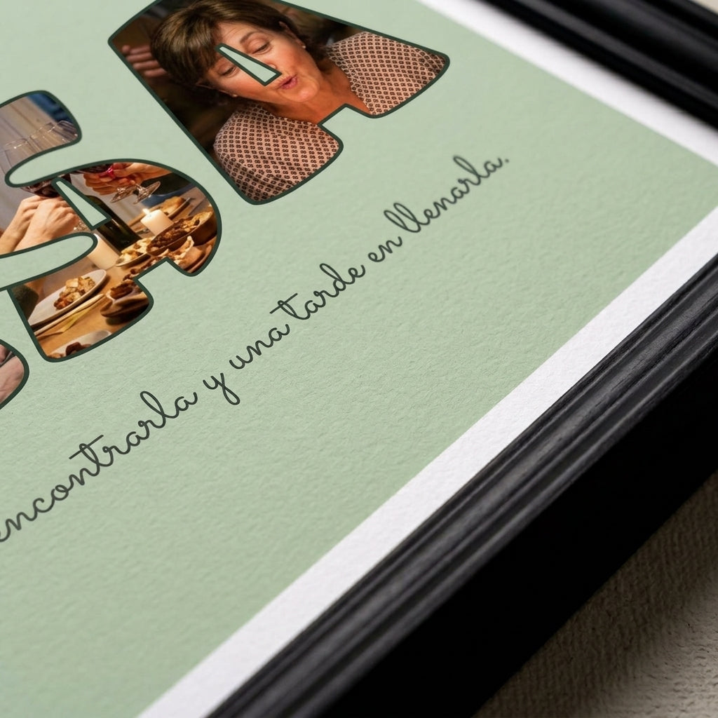 Margen de la lámina dentro del marco del cuadro letras con fotos personalizado de casa nueva
