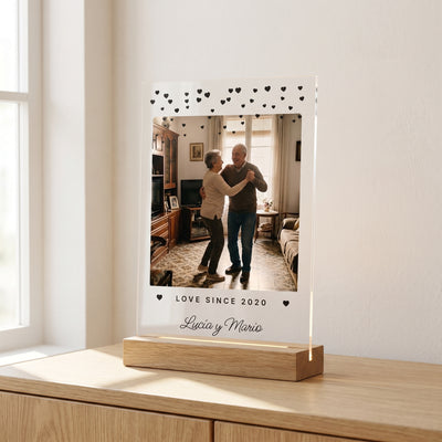 Placa personalizada corazoncitos con foto