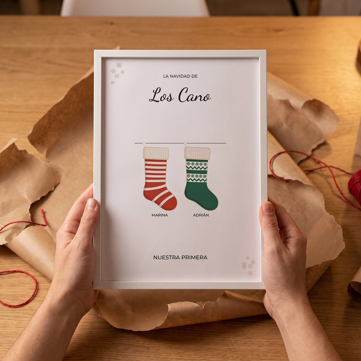 Cuadro de Navidad personalizado para una pareja, recién desenvuelto