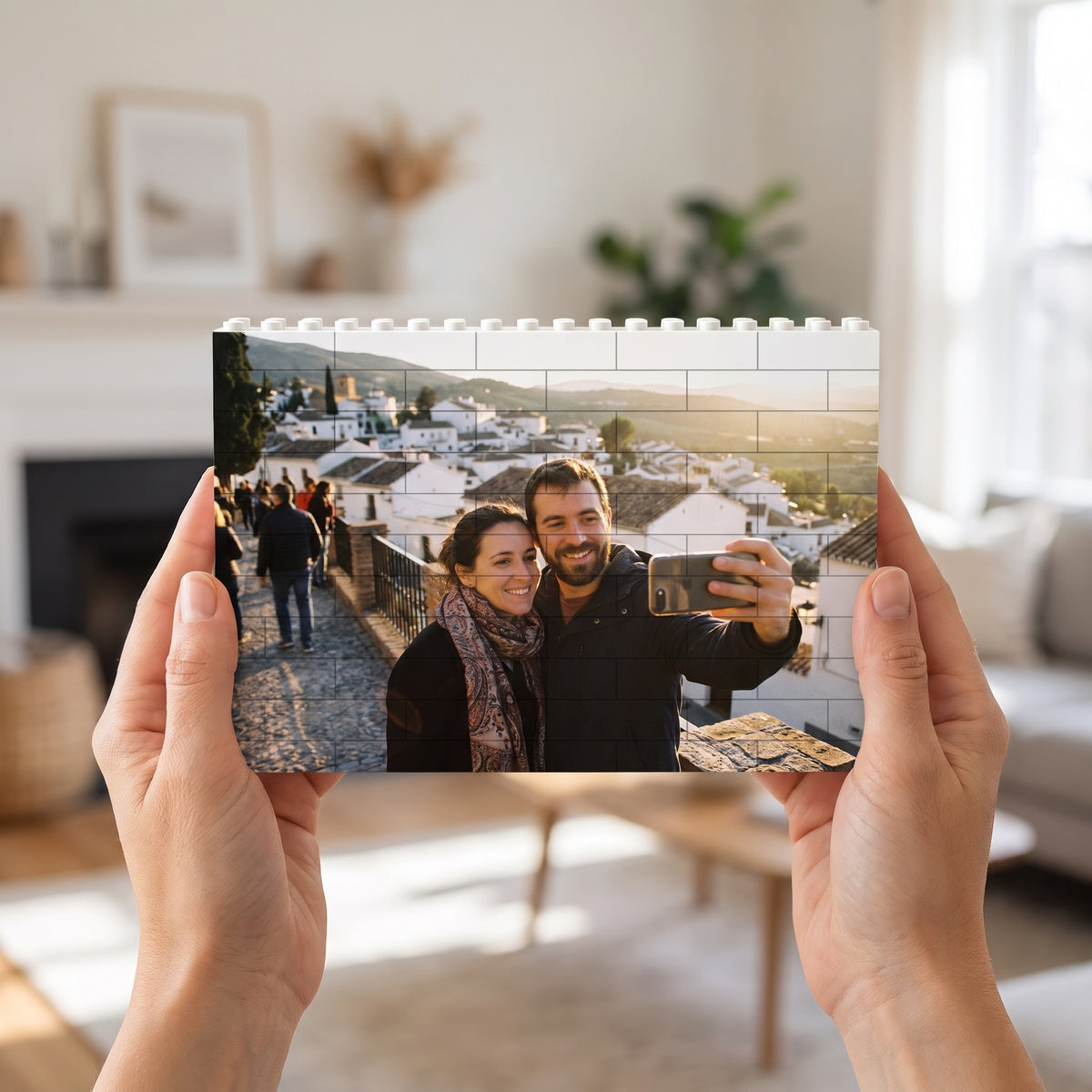 Cuadro de bloques con tu foto, en la mano