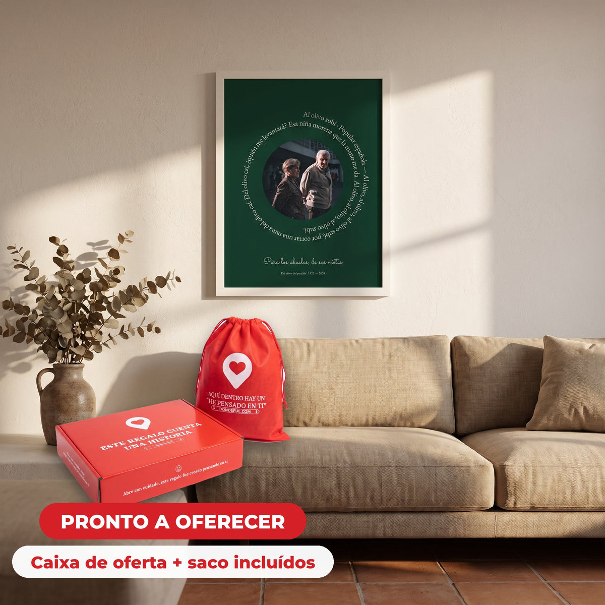 Cuadro canção personalizado abuelos — llega en su caja regalo con bolsa, listo para regalar