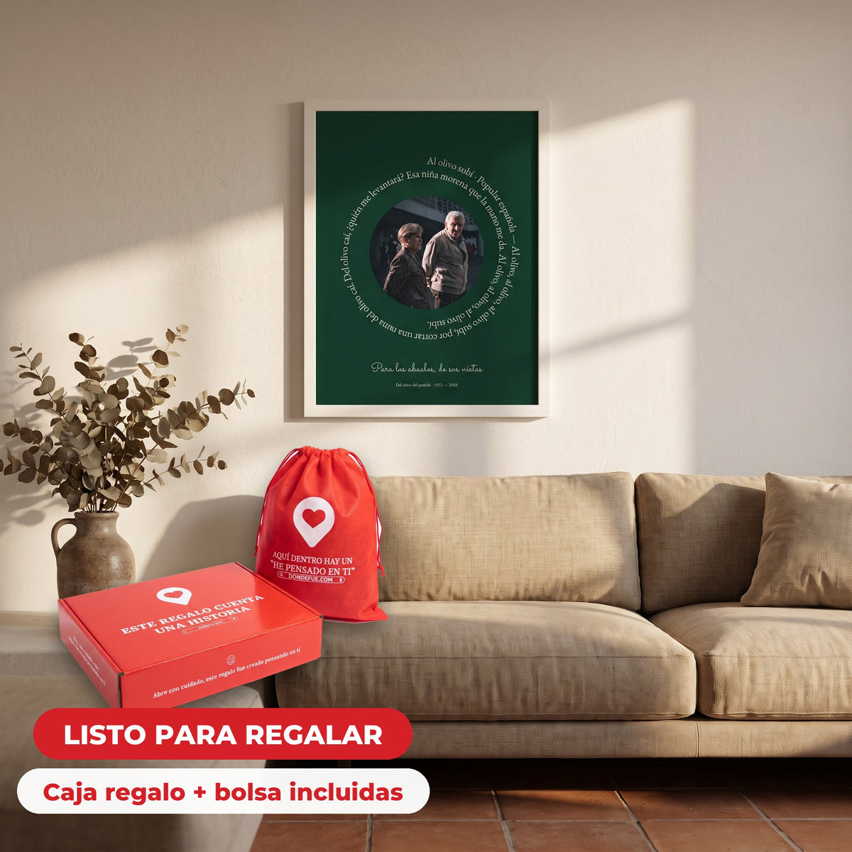 Cuadro canción personalizado abuelos — llega en su caja regalo con bolsa, listo para regalar