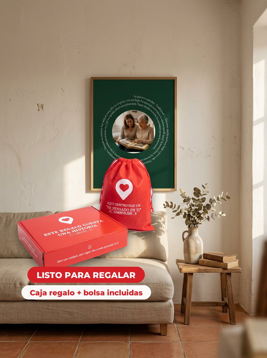 Cuadro canción personalizado Día de la Madre — llega en su caja regalo con bolsa, listo para regalar