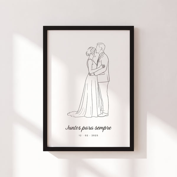 Quadro Arte Linear Casal Personalizado