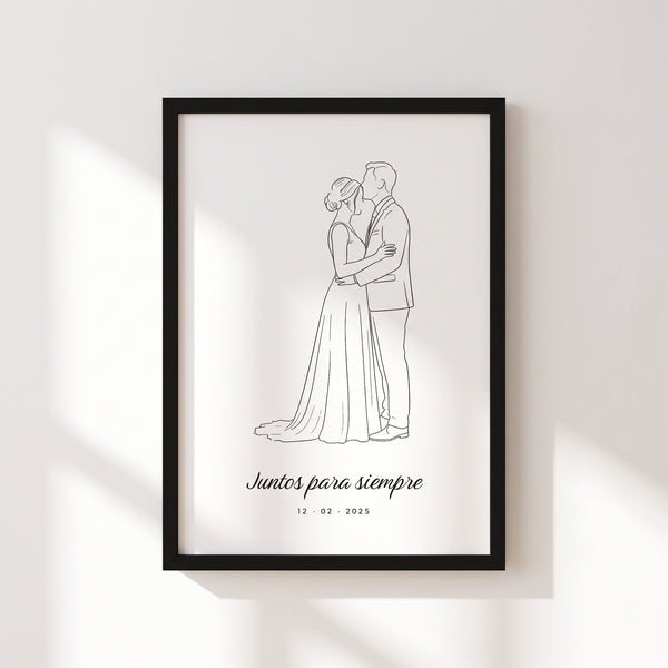 Cuadro Arte Lineal Pareja Personalizado