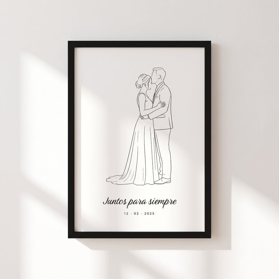 Cuadro Arte Lineal Pareja Personalizado