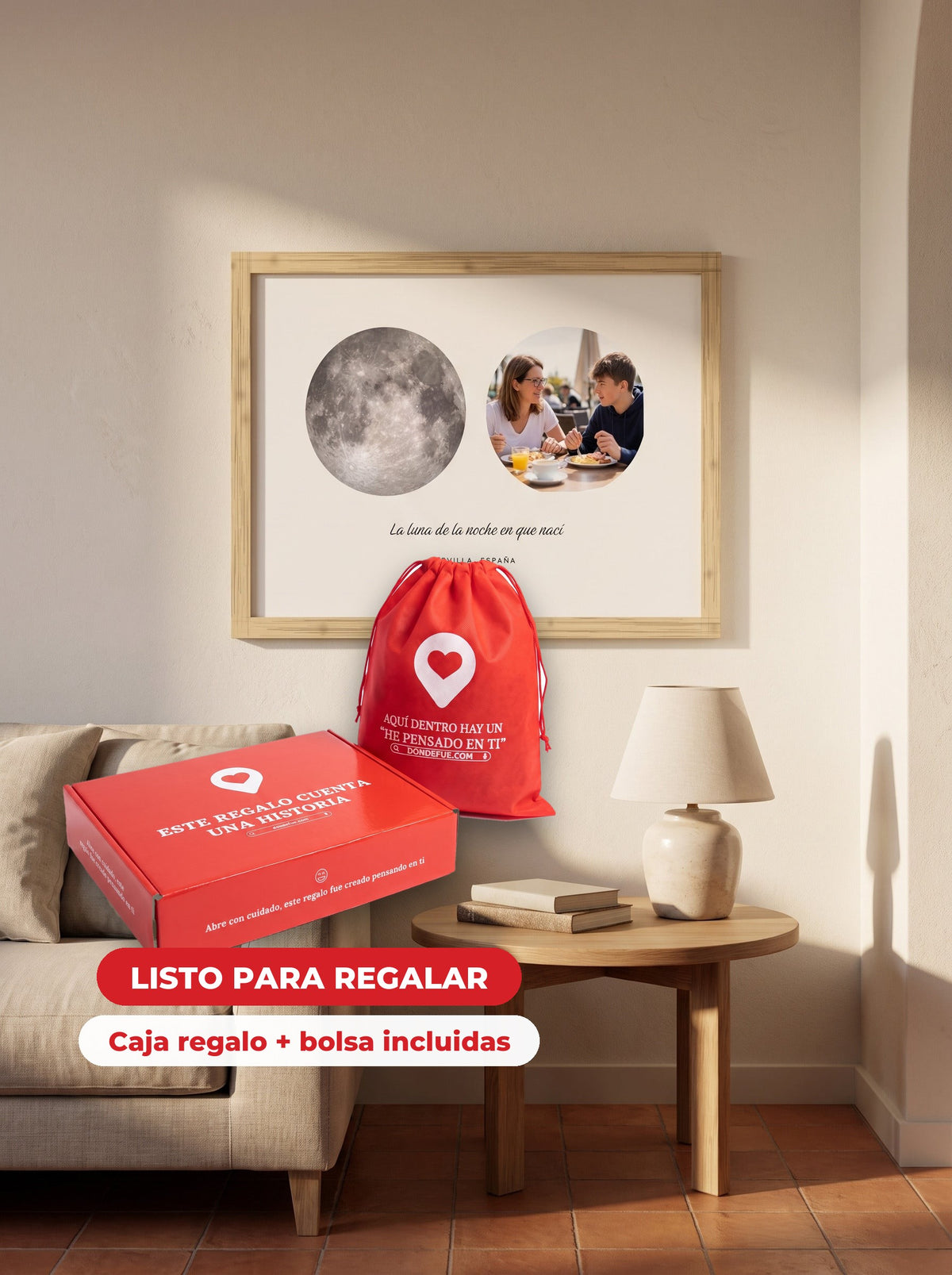 Cuadro el Día que fuiste Mamá Luna - Personalizado — llega en su caja regalo con bolsa, listo para regalar