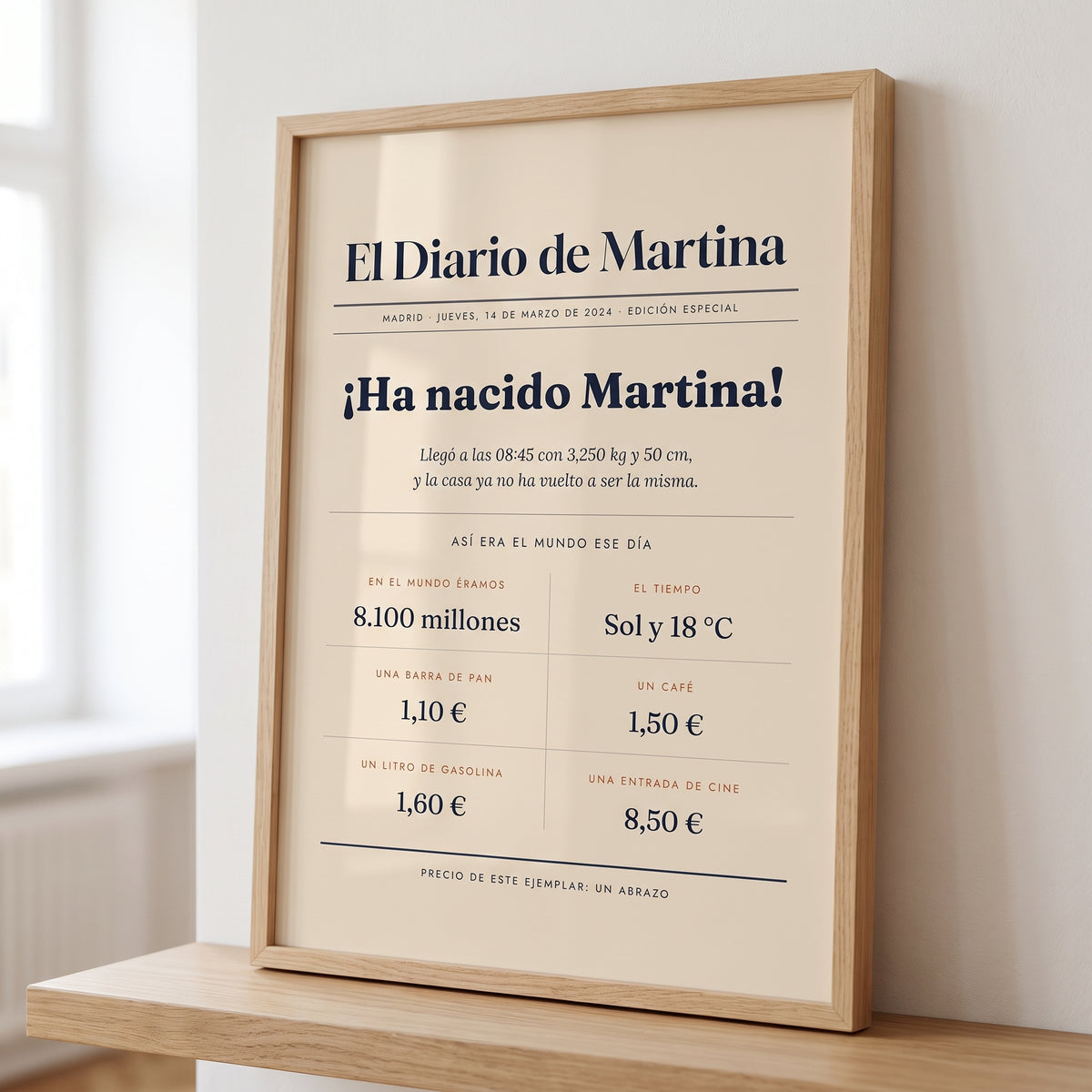 Detalle del papel mate y la letra impresa: titular, entradilla y cómo era el mundo ese día