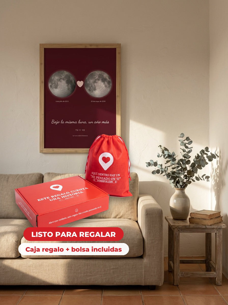 Cuadro fase lunar personalizado aniversario — llega en su caja regalo con bolsa, listo para regalar