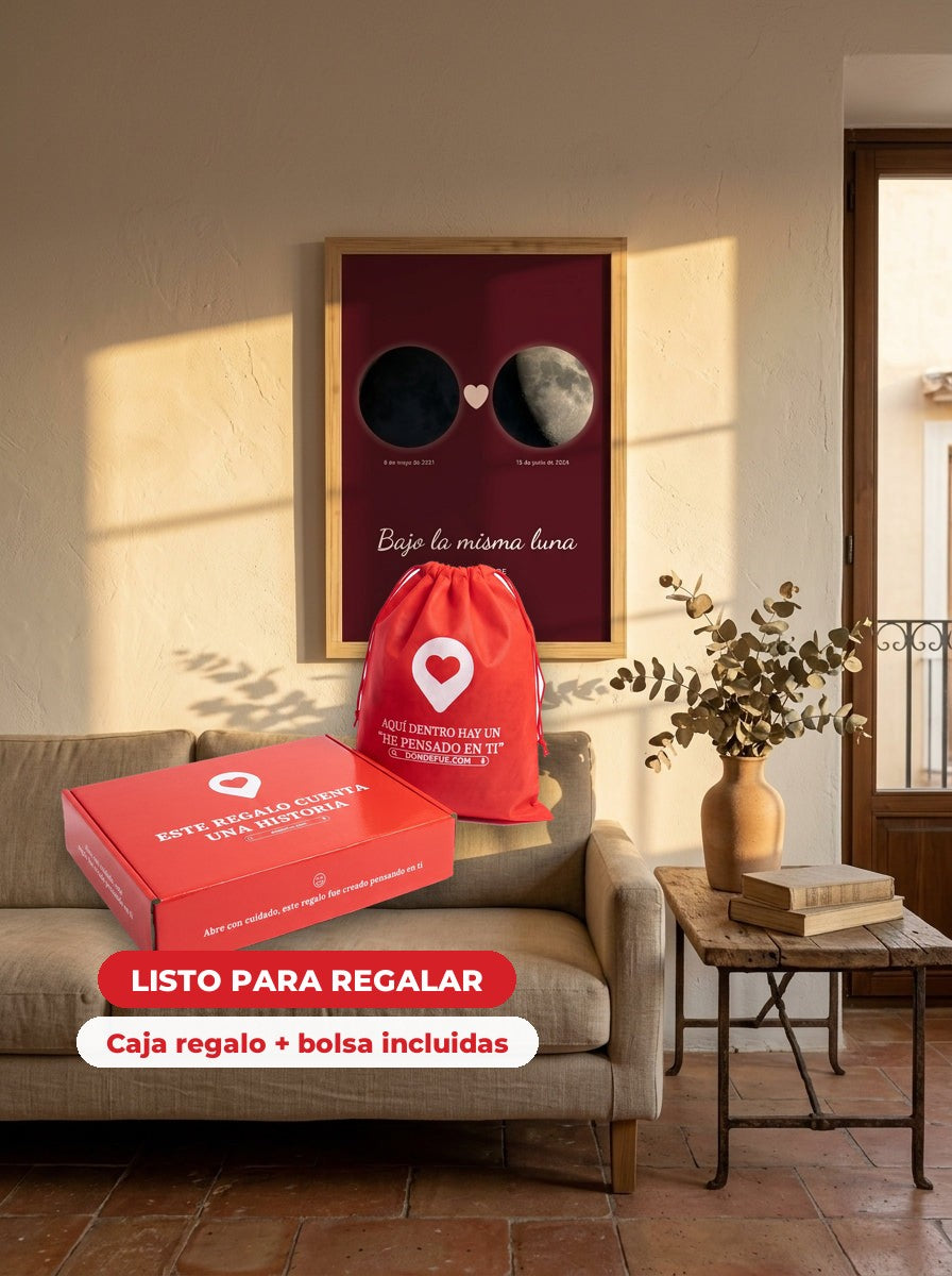 Cuadro fase lunar personalizado boda — llega en su caja regalo con bolsa, listo para regalar