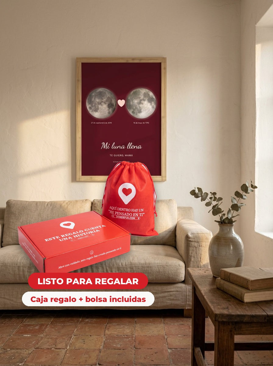 Cuadro fase lunar personalizado Día de la Madre — llega en su caja regalo con bolsa, listo para regalar