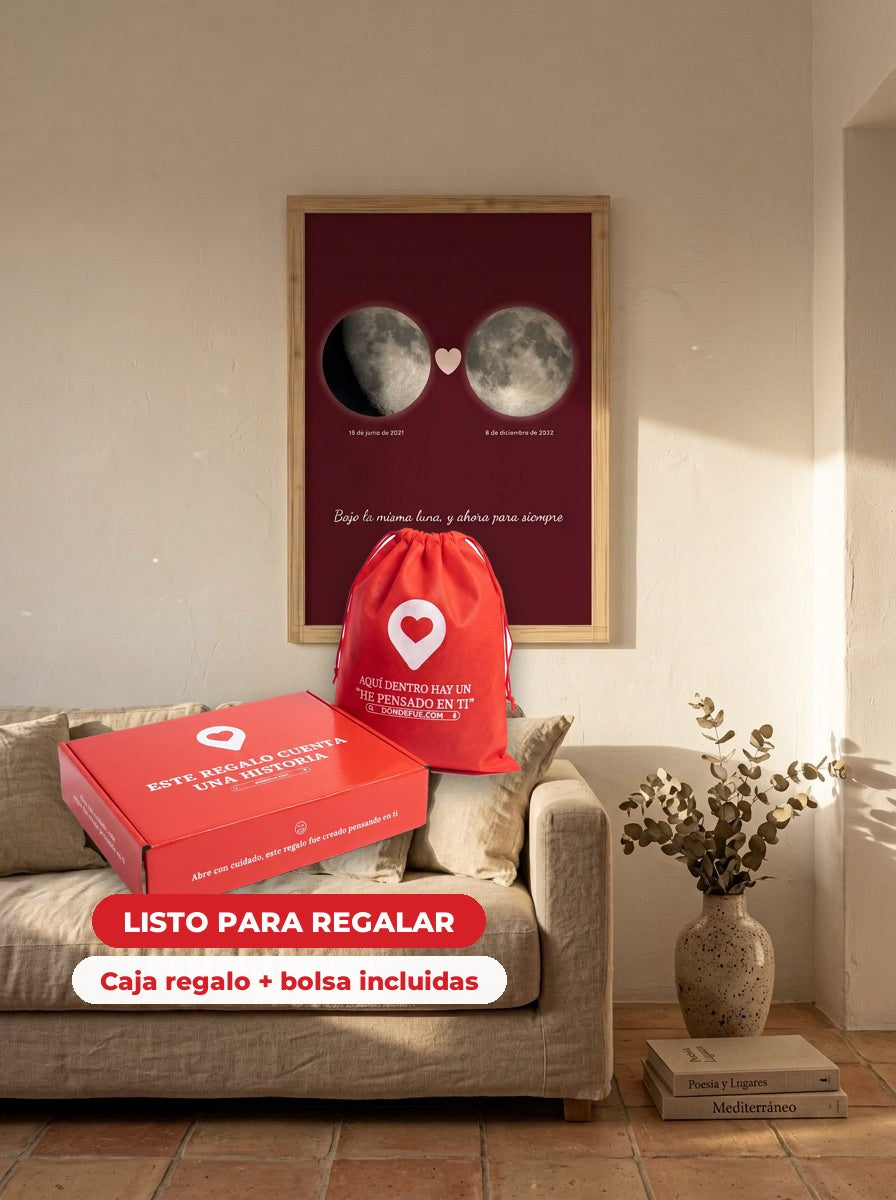 Cuadro fase lunar personalizado pedida de mano — llega en su caja regalo con bolsa, listo para regalar