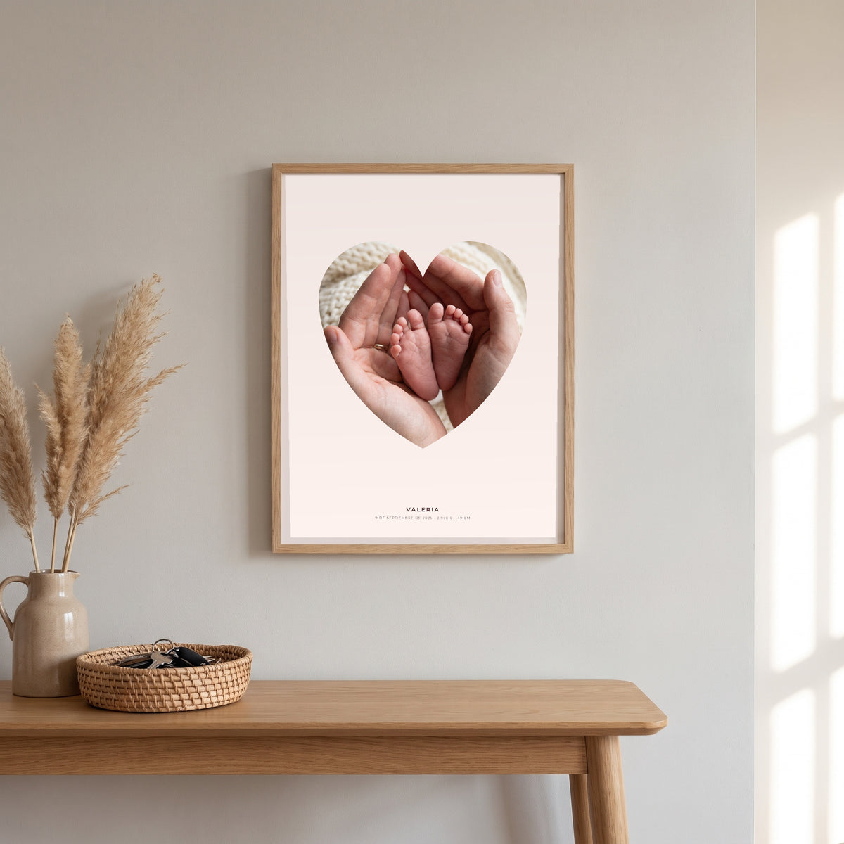Cuadro fotopóster del bebé personalizado con su foto, nombre y datos de nacimiento