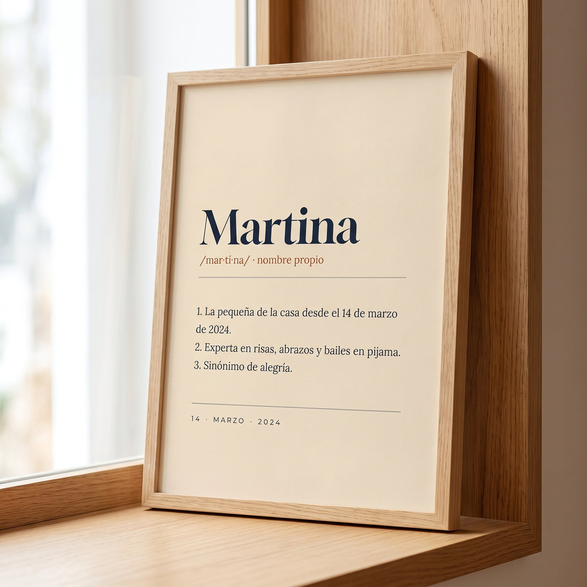 Detalle de cerca del cuadro definición del nombre con la pronunciación y las acepciones