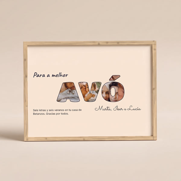 Quadro letras com fotos personalizado avós