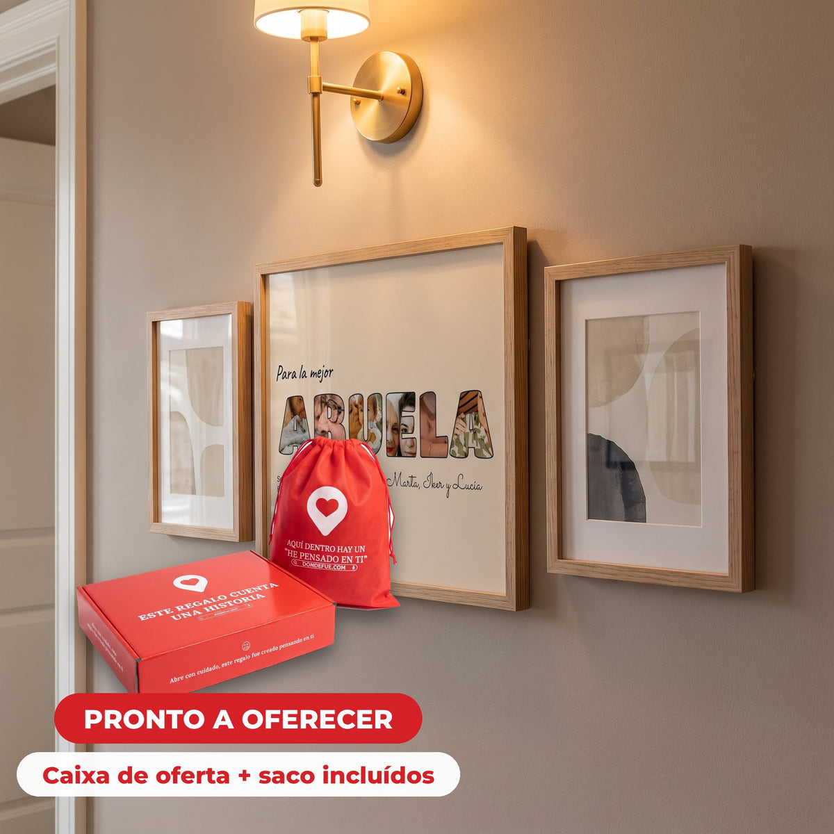 Cuadro letras con fotos personalizado abuelos — llega en su caja regalo con bolsa, listo para regalar