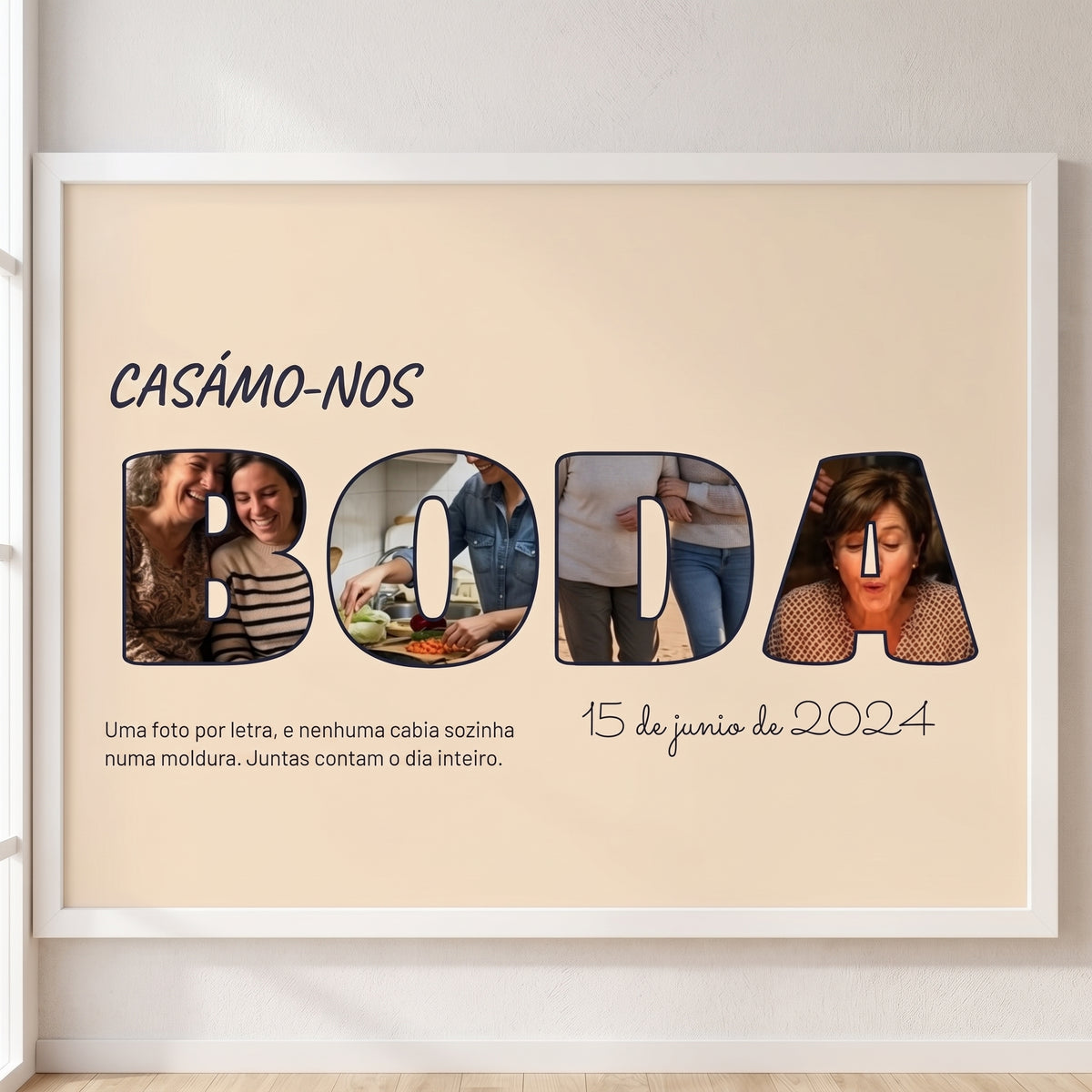 Quadro letras com fotos personalizado casamento